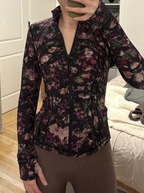lululemon athletica Floral Print Black Jacket with Multicolor Accents